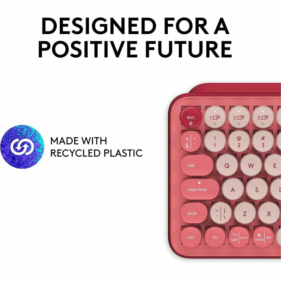 Logitech POP Keys Wireless Mechanical Keyboard With Emoji Keys - Heartbreaker Rose - 920-010709