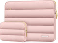 MOSISO 17-17.3 inch Laptop Case, 17.3 inch Puffy Laptop Sleeve Compatible with Dell XPS/HP Pavilion/Ideapad/Acer/Alienware/HP Omen Notebook Computer, Polyester Horizontal Bag with Small Case, Pink