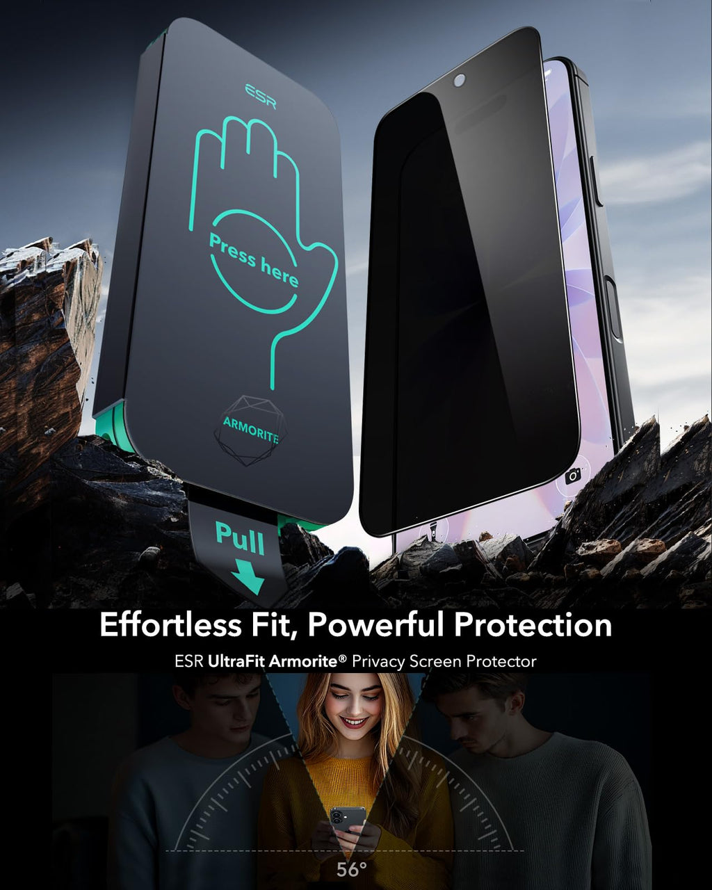 ESR 3 Pack 9H+ Glass for iPhone 16 Pro Max Screen Protector, [Military Grade Shatterproof & Longest Durable] Armorite Ultra-Tough Tempered Glass with UltraFit Tray